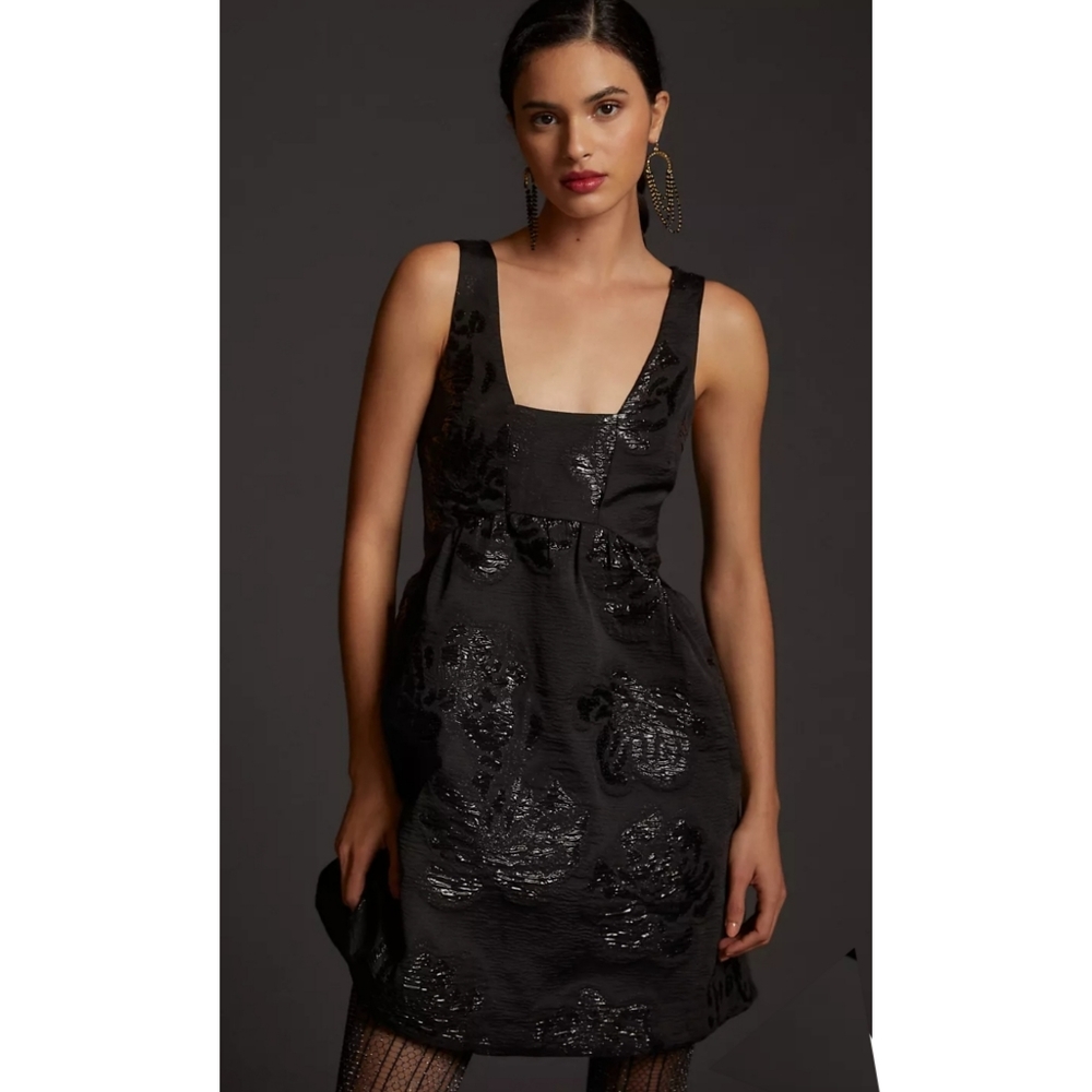Anthro maeve Jacquard flare mini dress